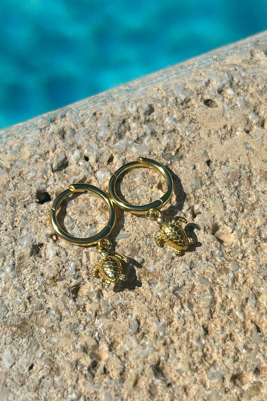 Turtle Huggie Earrings - Gold