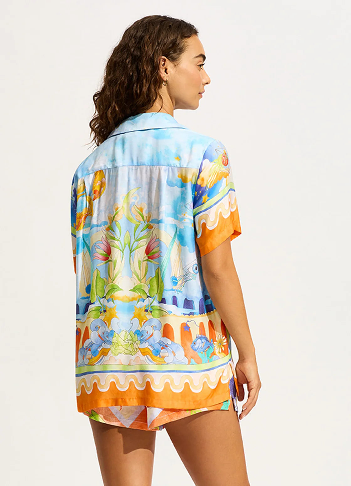 Seafolly Aquarius Short Sleeve Shirt - Turquoise