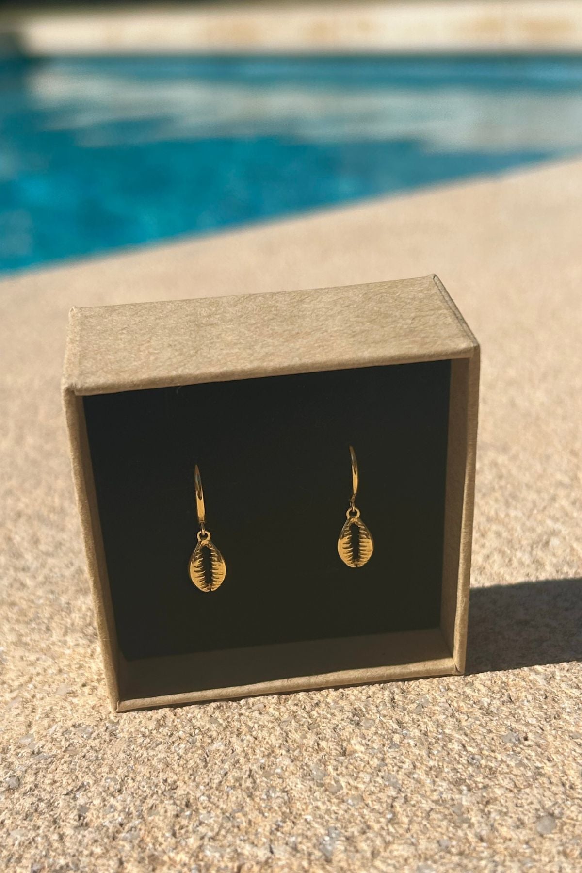 Cowrie Shell Huggie Earrings - Gold