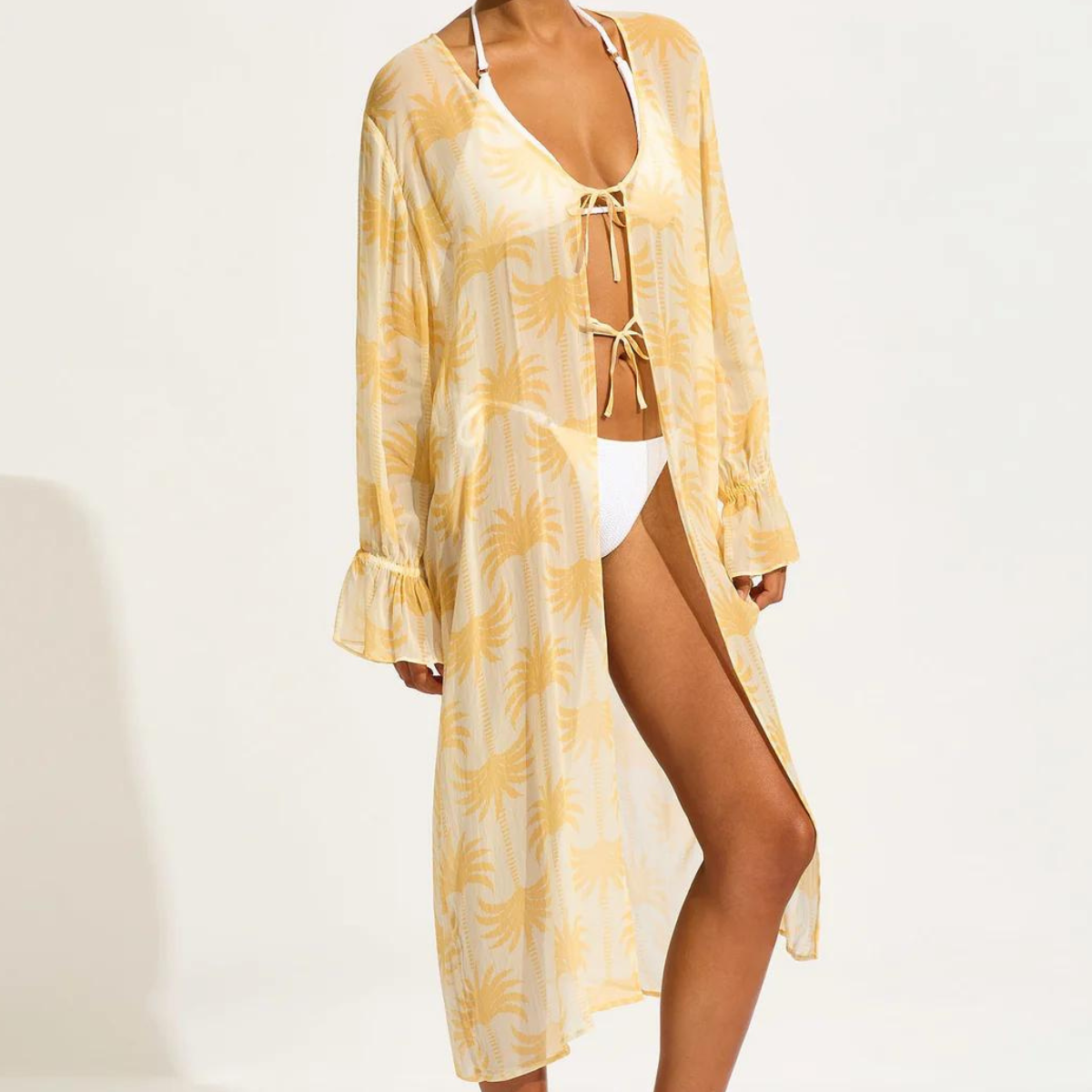 Seafolly Kasbah Tie Front Cover Up - Ecru