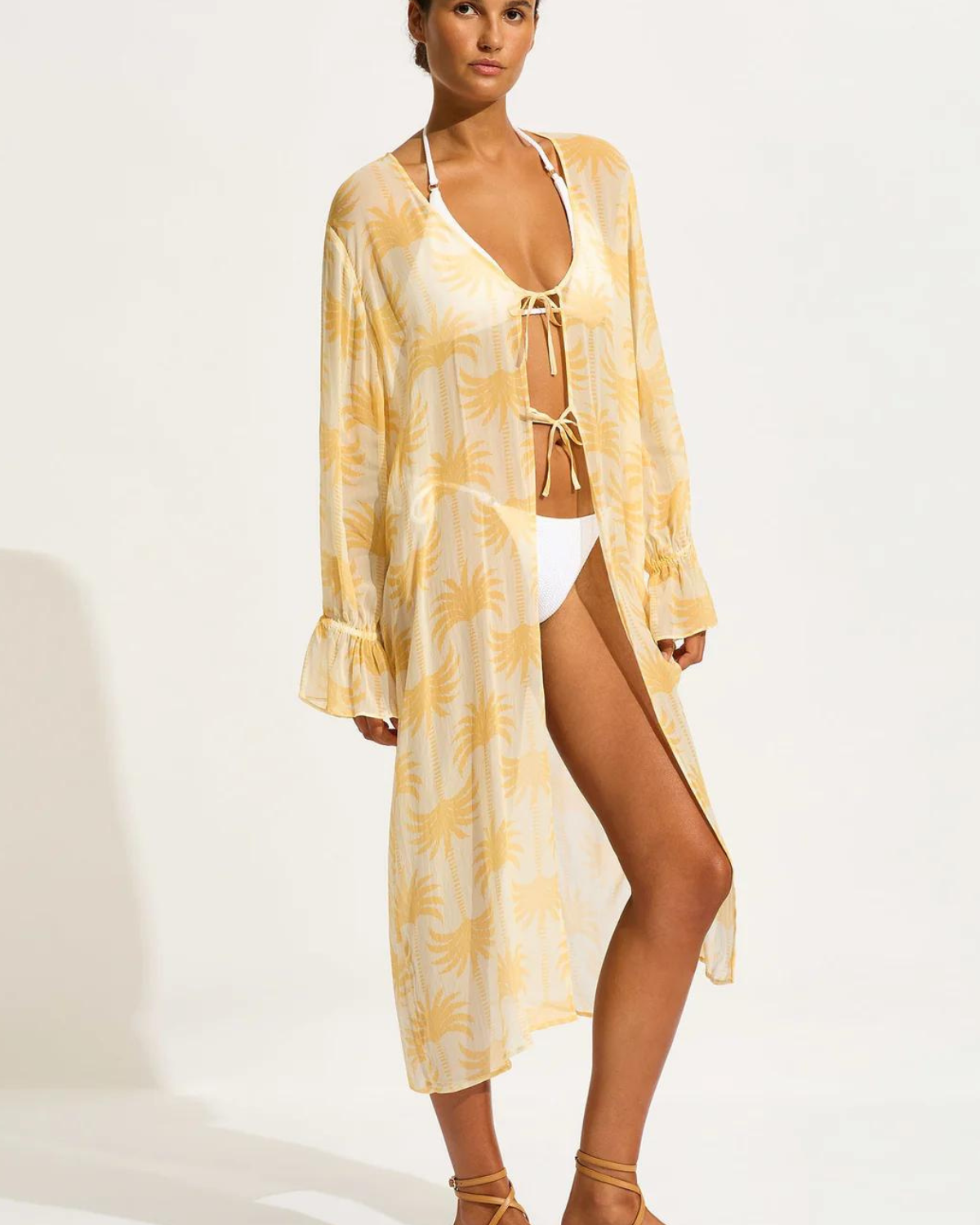 Seafolly Kasbah Tie Front Cover Up - Ecru