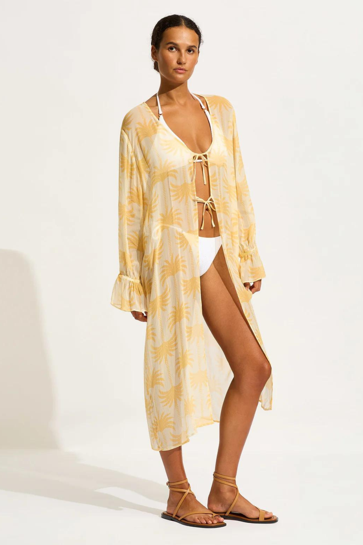 Seafolly Kasbah Tie Front Cover Up - Ecru