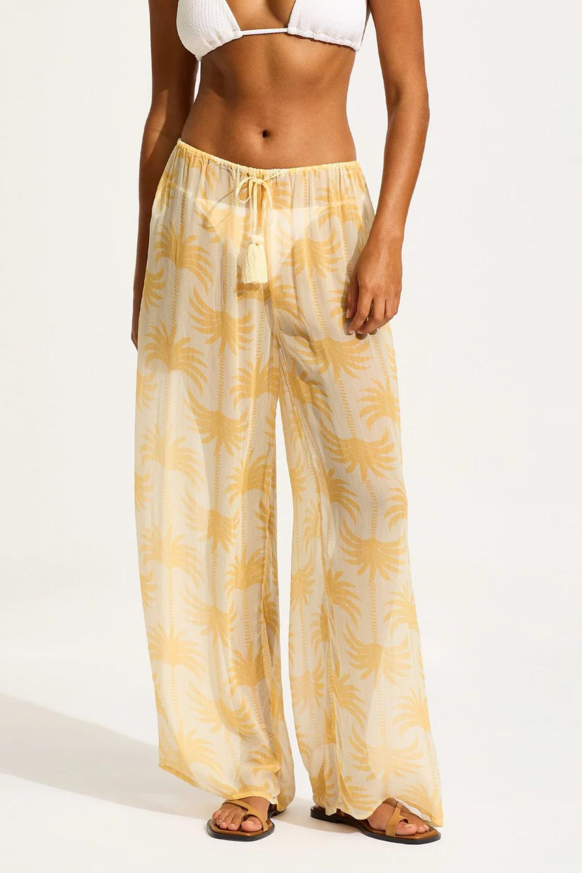 Seafolly Kasbah Drawstring Waist Pant - Ecru