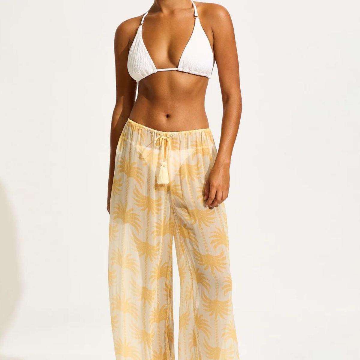 Seafolly Kasbah Drawstring Waist Pant - Ecru