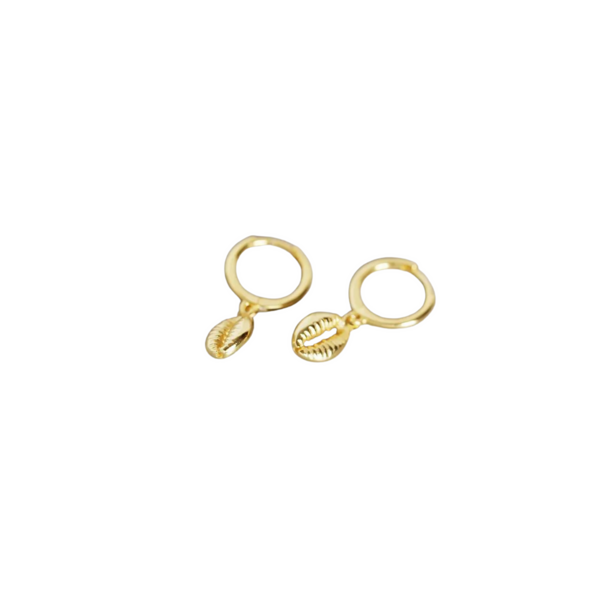 Cowrie Shell Huggie Earrings - Gold