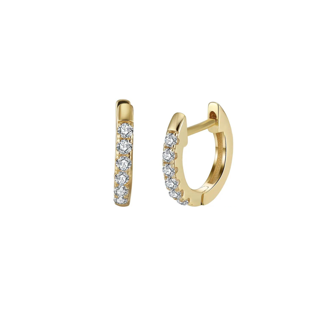 Pave Huggie Hoops - Gold