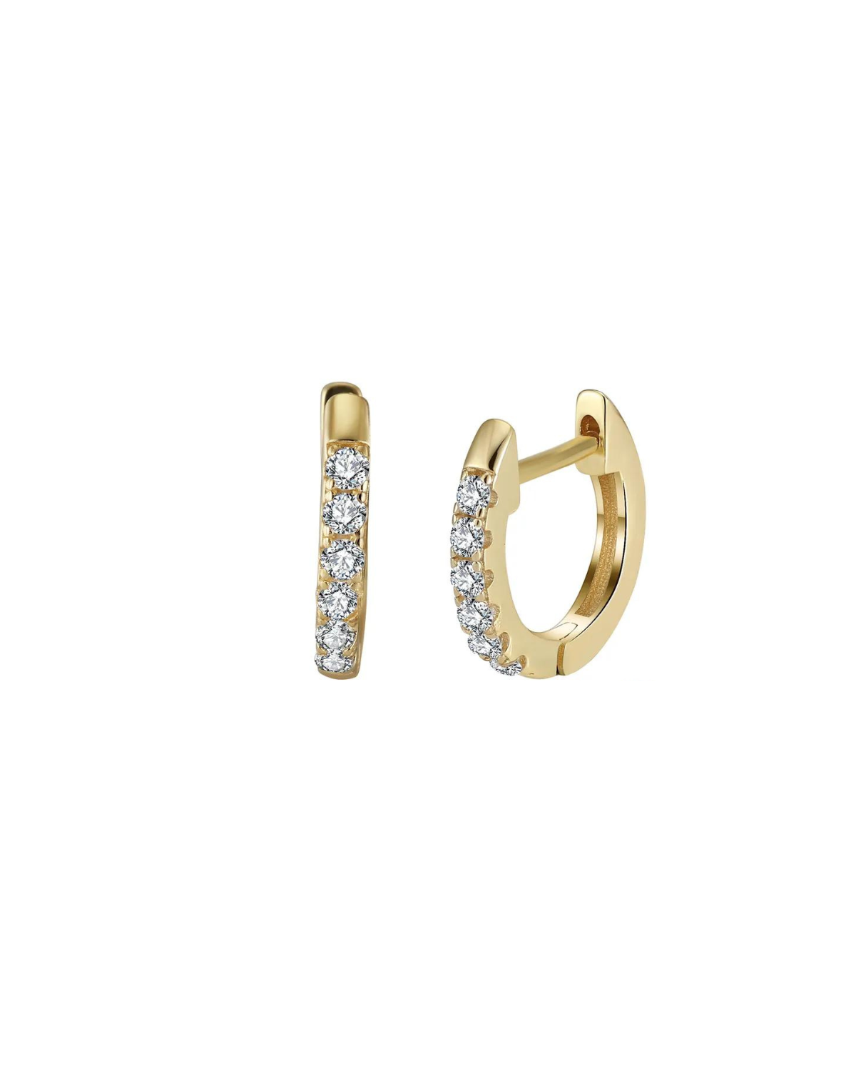 Pave Huggie Hoops - Gold