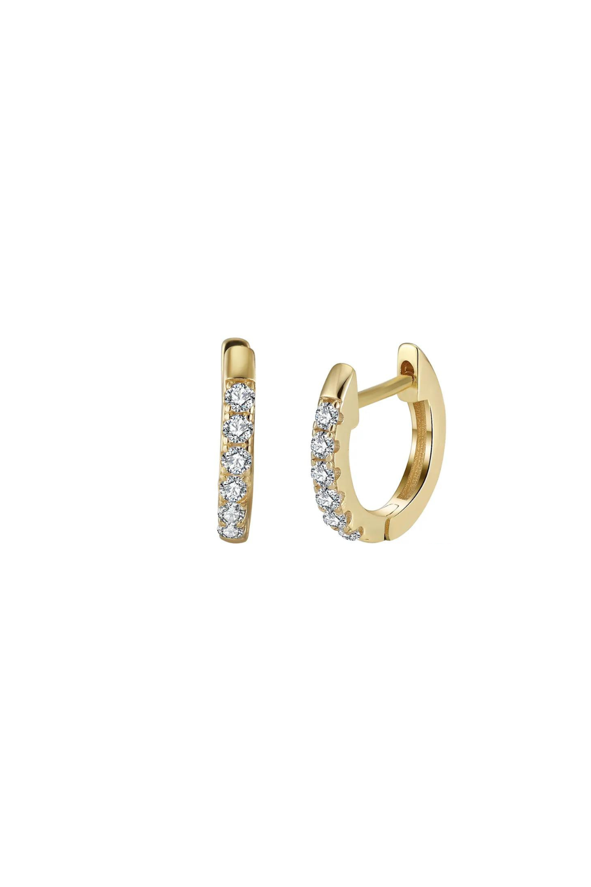 Pave Huggie Hoops - Gold