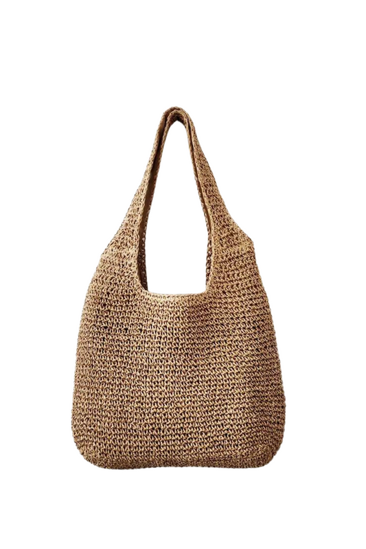 Beach Straw Tote - Brown