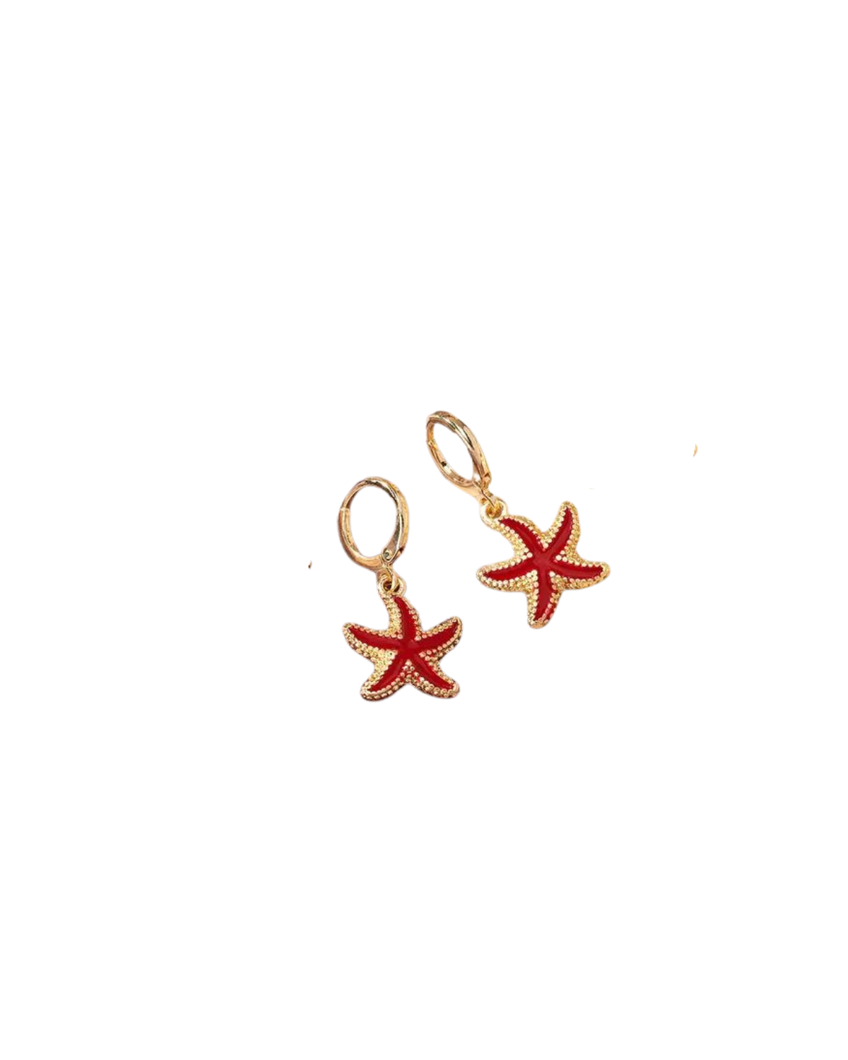 Starfish Huggie Earrings - Red