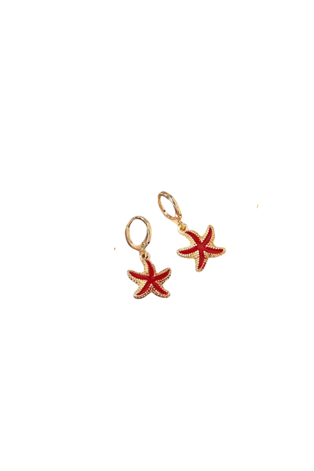 Starfish Huggie Earrings - Red