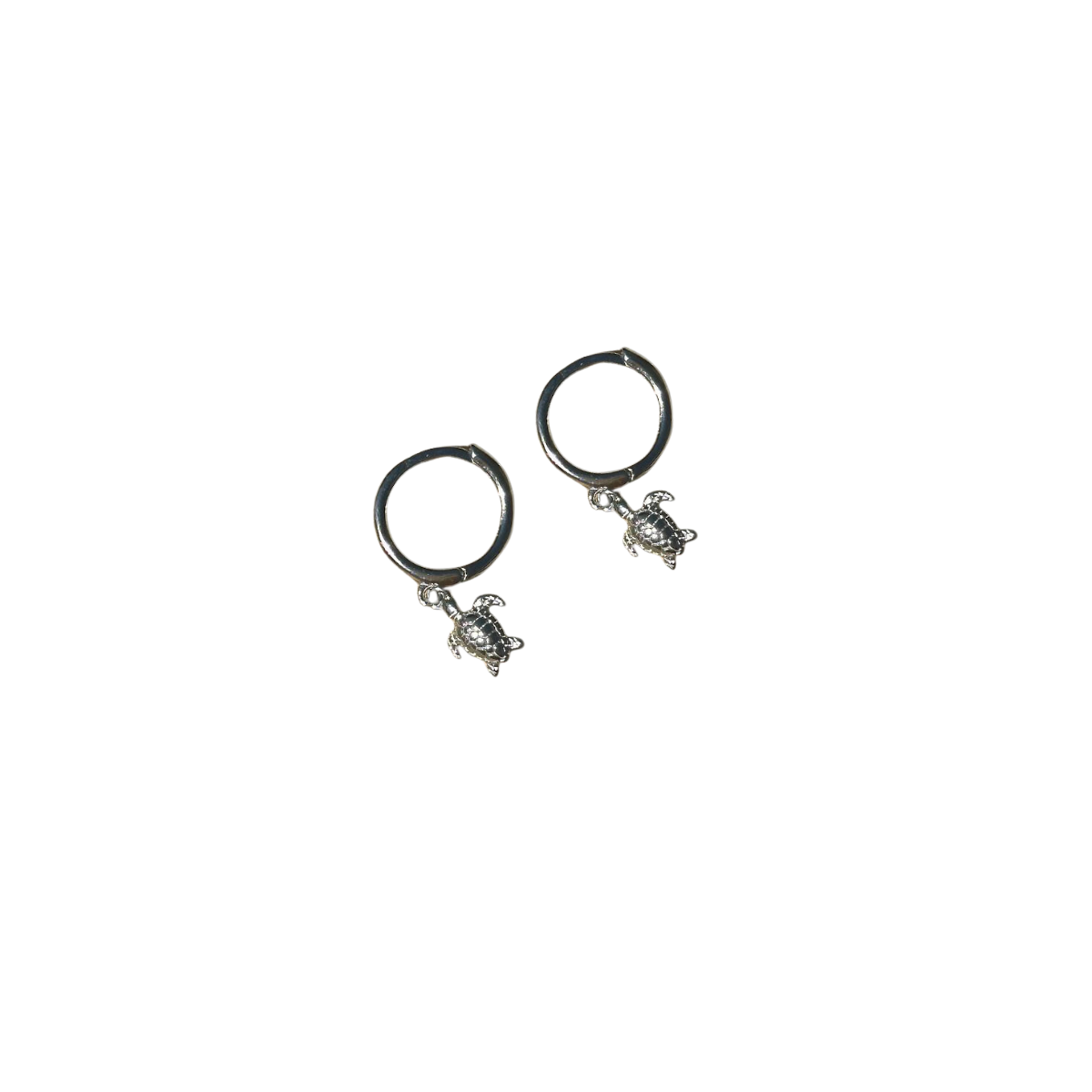 Turtle Huggie Earrings - Silver