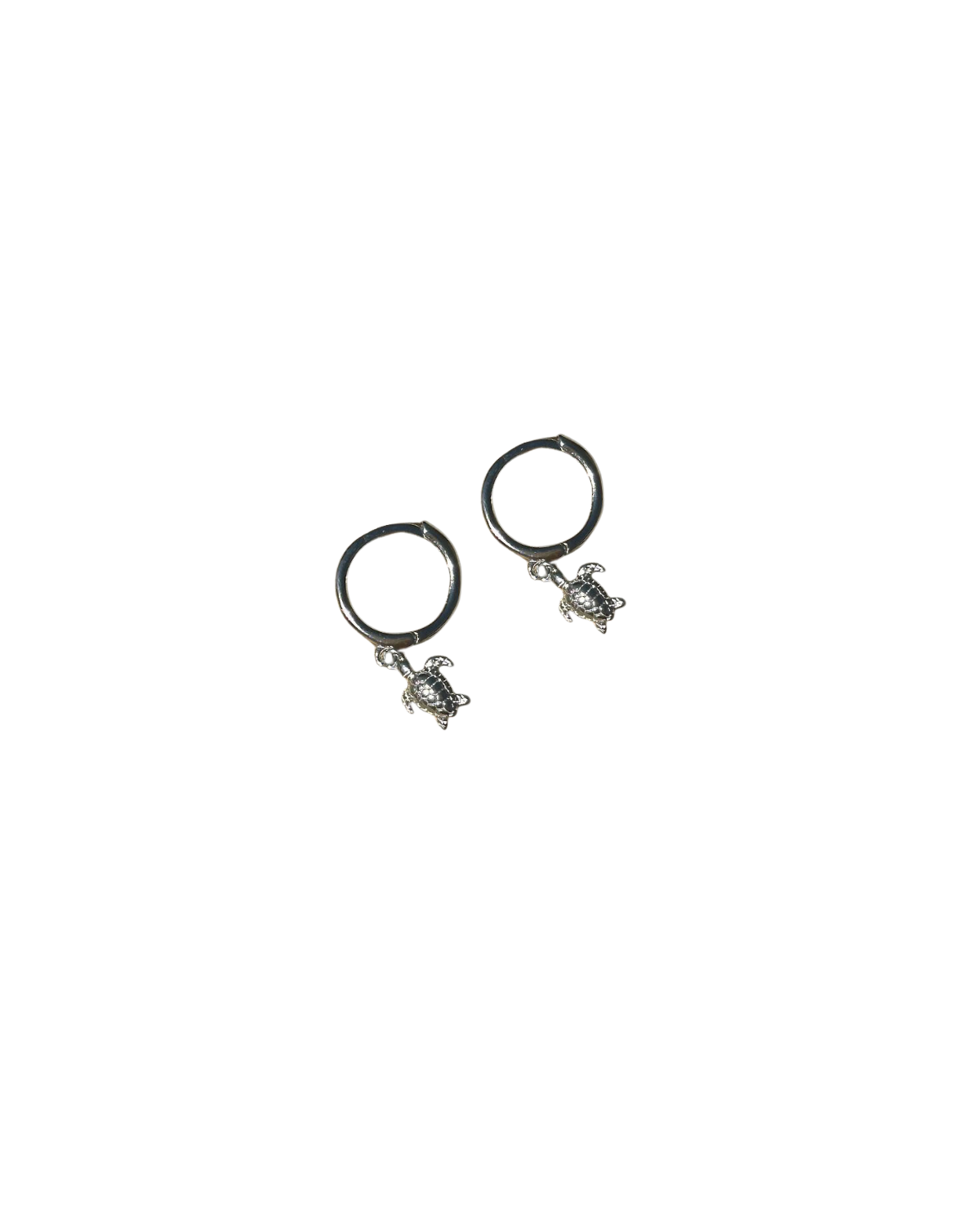 Turtle Huggie Earrings - Silver